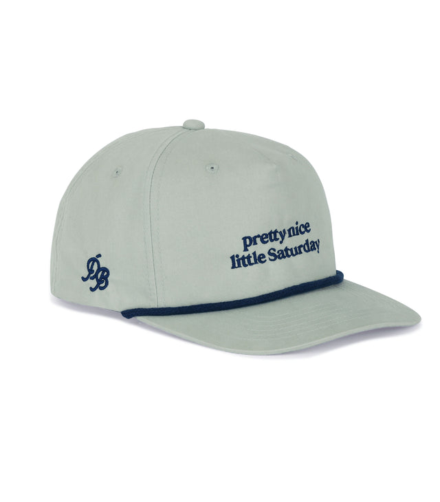 Pretty Nice Little Saturday Rope Hat – grey dad hat with rope detail, lightweight 5-panel snapback, funny golf hat and comfortable dad gift